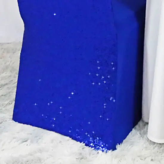 1 Piece Sequin Spandex Banquet Chair Cover Royal Blue Stretch Sparkle Event Decoration {3}
