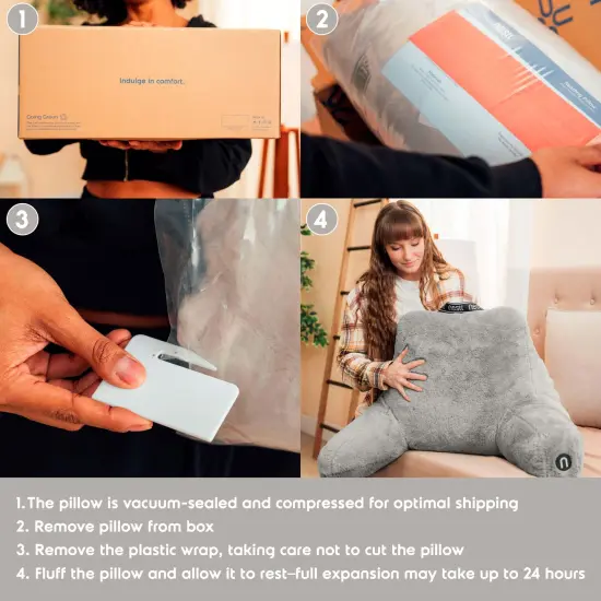 Nestl Fur Reading Pillow with Laptop Lap Desk Light Grey {4}