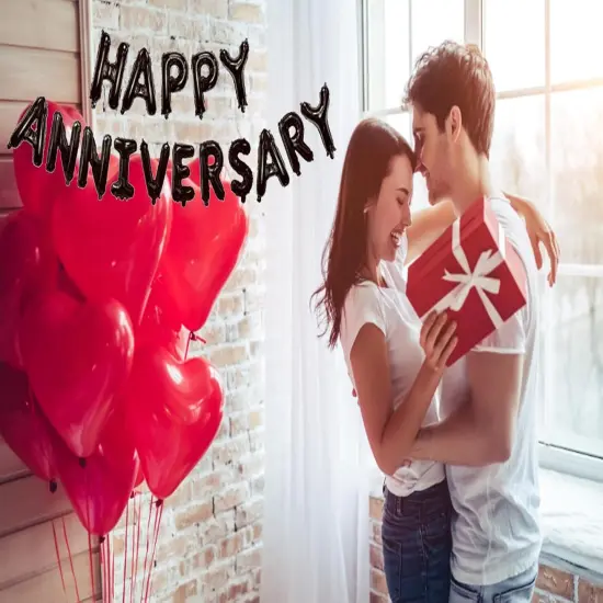 16Inch - Black Happy Anniversary Balloons {4}
