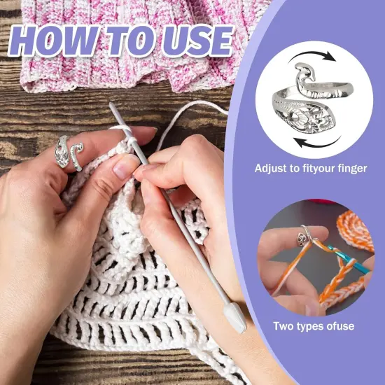 10Pcs Crochet Ring with 45 Crochet Stitch Markers and 6 pcs Sewing Needles {2}