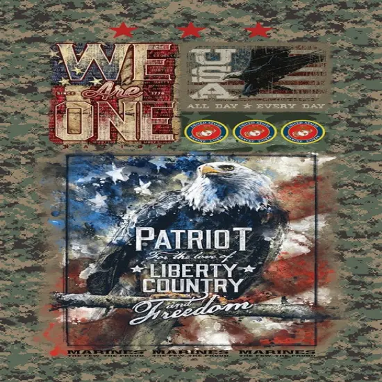 Sykel Enterprises Military Marines Patriot 24" Panel Cotton Fabric by the Panel {1}