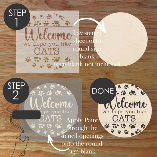 Hope You Like Cats Round Sign Stencil | Sign Stencil | DIY Sign Stencil | Round Stencil | Designer Stencils | {3}