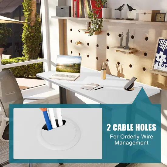 Large 48 Inch White Desk Tabletop Wooden Surface with Cable Management and Rounded Corners (Only Tabletop) {6}