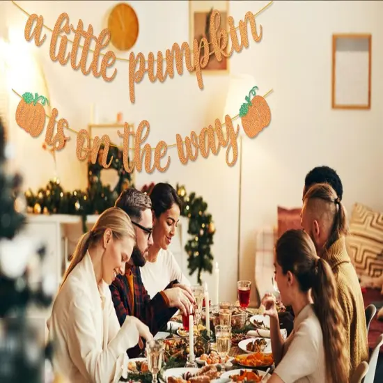 Pumpkin Baby Shower Decorations A Little Pumpkin is On the Way Banner {5}
