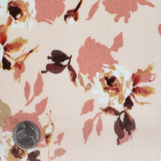 1 Yard 50/52" Coral Gold Rayon Crinkle Fabric Lightweight Fashion Fabric {1}