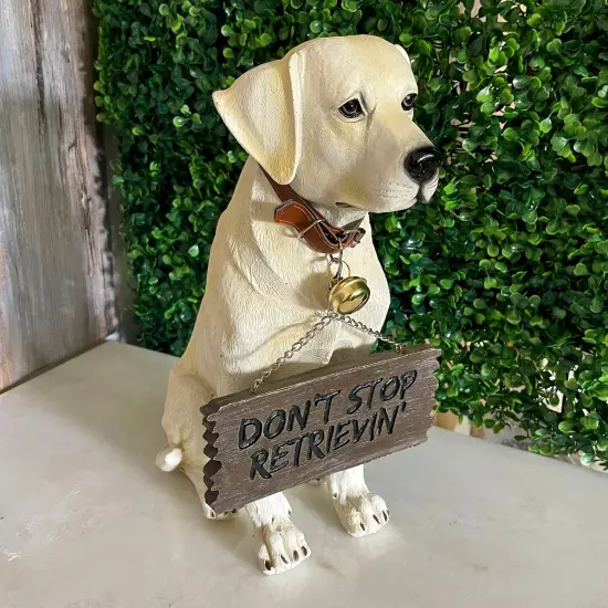 Labrador Retriever Garden Welcome Statue Reversible Sign Don't Stop Retrievin {6}