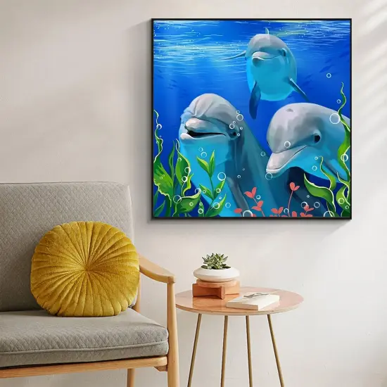 Dolphins Diamond Painting Kits 13.78X13.78 Inch {3}