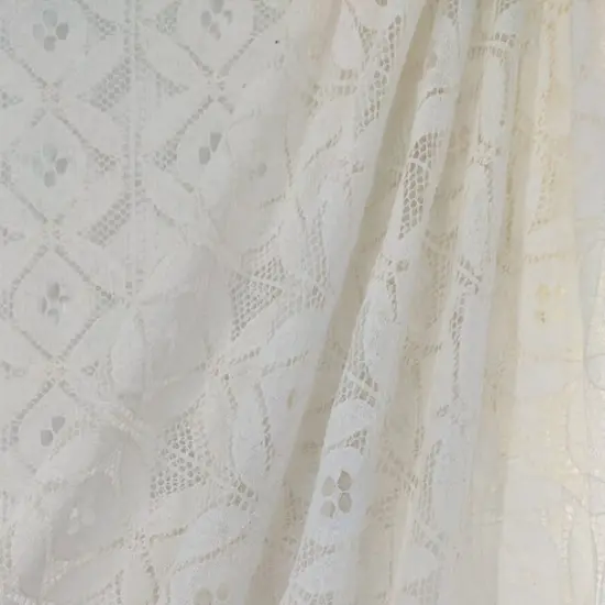 1 Yard Elegant Off-White Lace Fabric, 57/58" Wide, Cotton-Poly Blend for Apparel & Crafts {1}