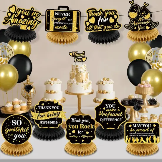 9Pcs We Appreciate You Decorations Black Gold {2}