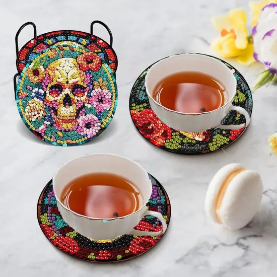 8 Pcs Diamond Painting Coasters,Skull Diamond Painting Kits {4}