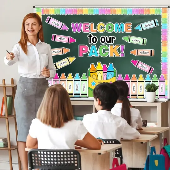 76 Pcs Back to School Crayon Bulletin Board Decoration Set {4}