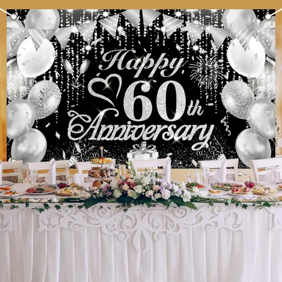 60th Anniversary Decorations - Black and Silver {2}