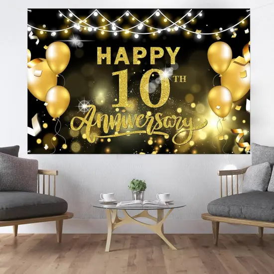 Happy 10th Anniversary Backdrop 10th {4}