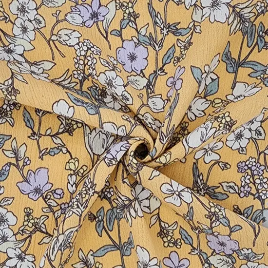 1 Yard Rayon Crinkle Apricot Cream Fabric 50/52&rdquo; Width, Lightweight Apparel Textile {1}