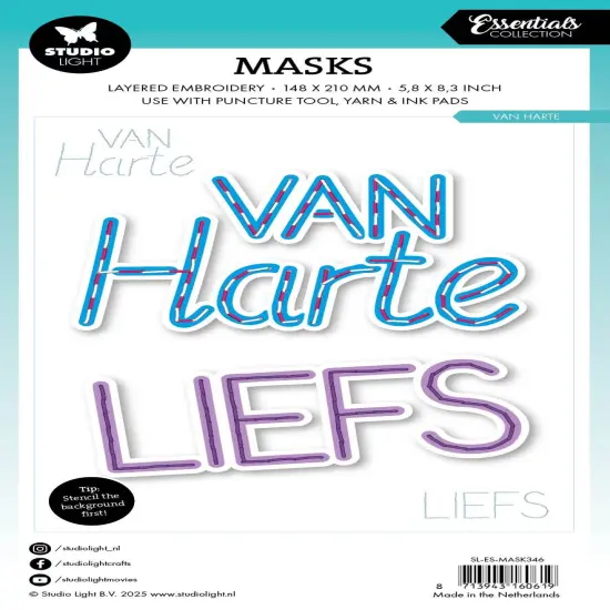 Studio Light Essentials 5.82"X8.25" Stencil-Nr. 346 Van Harte {2}