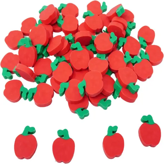 4E's Novelty 144 Mini Apple Erasers Bulk Welcome Back to School Gifts for Students First Day of School, Teachers Classroom Supplies Stationary, Student Reward Prizes, Math Manipulatives Counters {1}