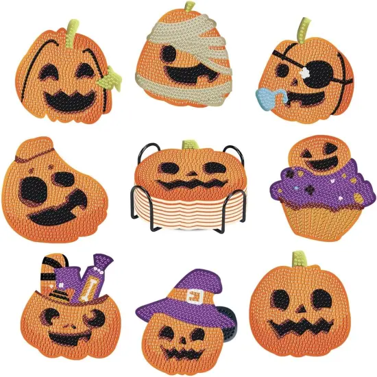 8 Pcs Diamond Painting Coasters kit with Holder {1}