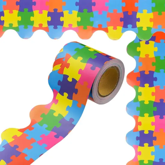 99 Feet Puzzle Bulletin Board Borders 3 Rolls Puzzle Pieces Classroom Borders {1}