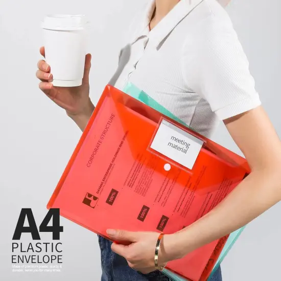 4 Pcs Plastic Folders with Pocket Plastic Envelopes {5}