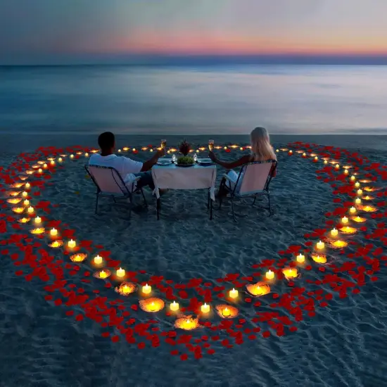 6000 Pcs Artificial Rose Petals with 72 Pcs Romantic Flameless Candles {4}