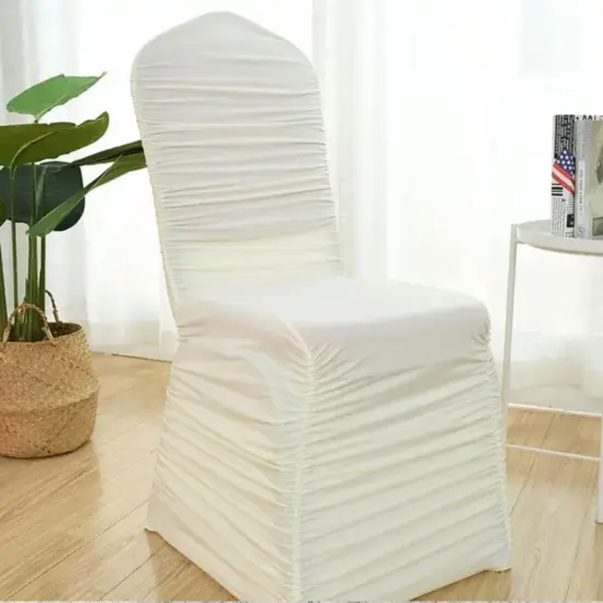 Classic Rouge Embossed Spandex Chair Slipcover Ivory {2}