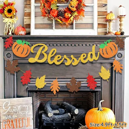 Thanksgiving Banner Indoor, Fall Party Decorations for Home {2}