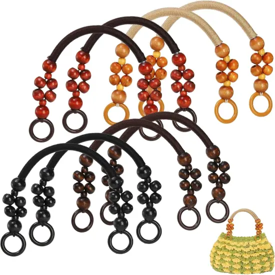 8 PCS Wooden Beaded Purse Handles for Crochet Bag {1}