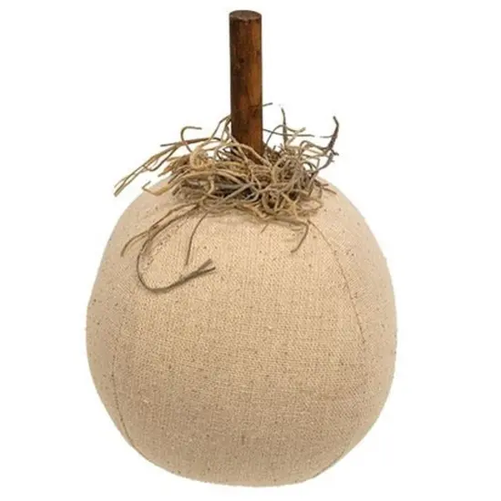 5 Inch Decorative Fabric Pumpkin with Moss and Wooden Stem Fall Harvest Accent for Tabletop Grey {4}