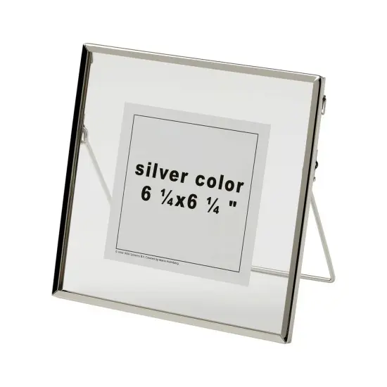 6 &frac14;x6 &frac14;" Silver Steel Frame with Front Plastic Protection &ndash; For Hanging or Standing, Includes Sample Pictures {2}