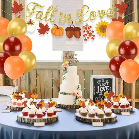 Autumn Bridal Shower Party Decorations, Fall in Love Banner Autumn Little Pumpkin {5}