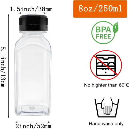 8 Pcs 8 Ounce Plastic Juice Bottles {2}