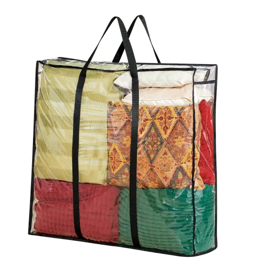 Collections Etc Clear Easy View Jumbo Storage Bag with Zip Closure and Carrying Handles {2}