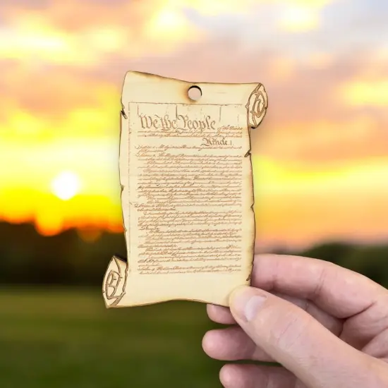 Scroll We The People - Ornament Raw Wood {6}