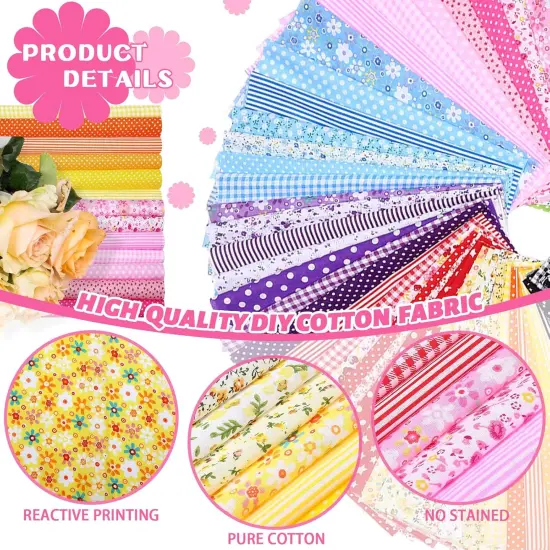 100 Pieces 10 x 10 Inches Cotton Fabric Squares Patchwork Quilting Fabric Bundles (Floral) {2}