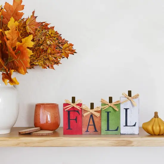 4-PCS Vintage Wooden Fall Table Decor {3}