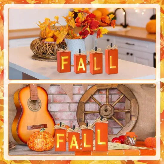 4 Pcs Lighted Fall Signs Table Decor {4}