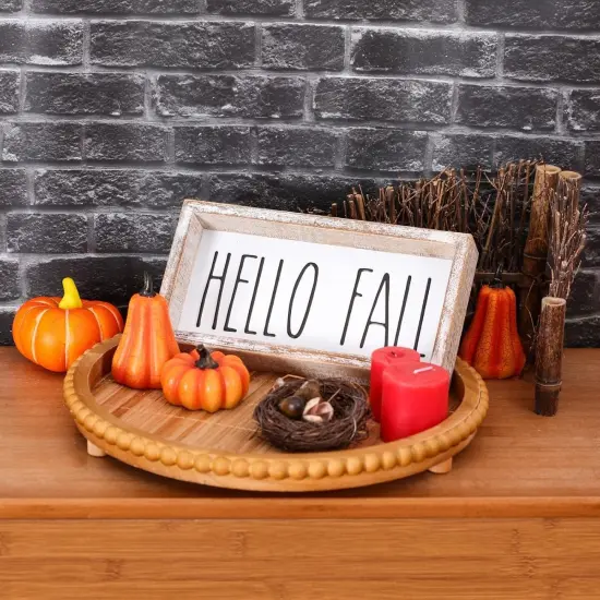 Hello Fall Block Sign Tabletop Decor {2}