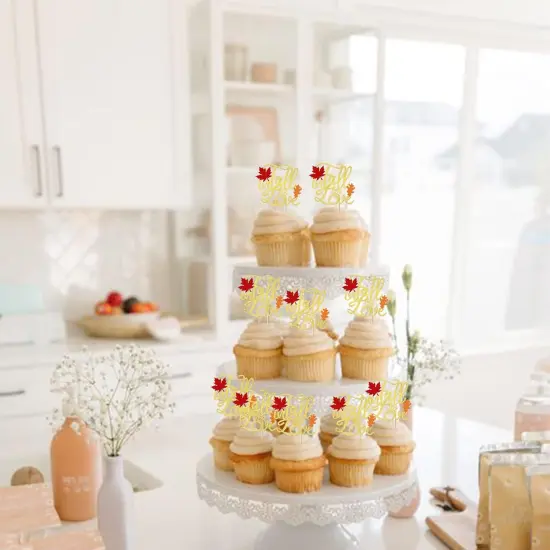 Cupcake Toppers Glitter Maple Leaves Fall Maple Leaves {3}