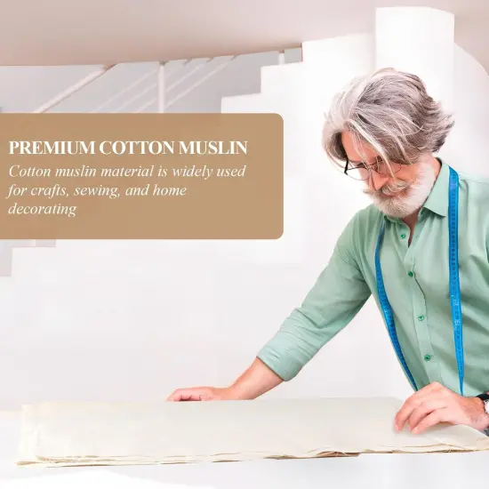 100% Cotton Muslin Fabric, 63 Inch X 5 Yards Unbleached Muslin Linen Fabric {5}