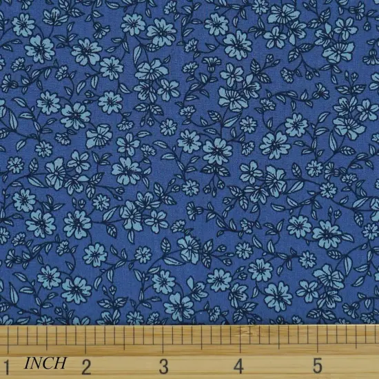 100% Cotton Fabric by The Yard for Sewing DIY Crafting Fashion Design (Spring Flowers Blue) {2}