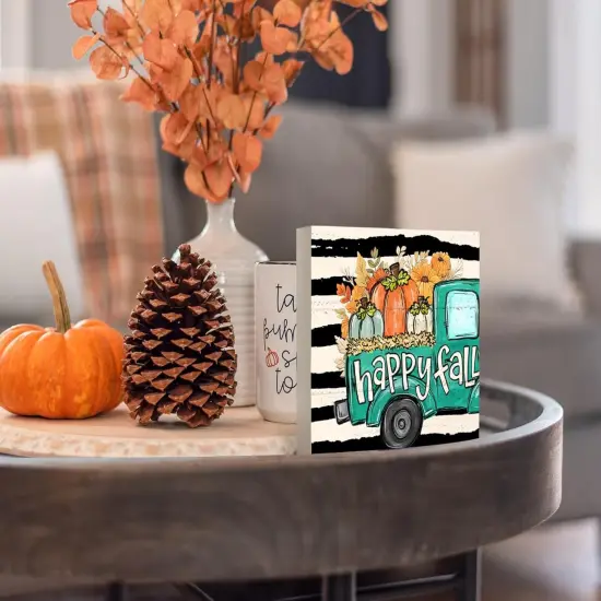Fall Truck Wooden Box Sign Table Decor {4}