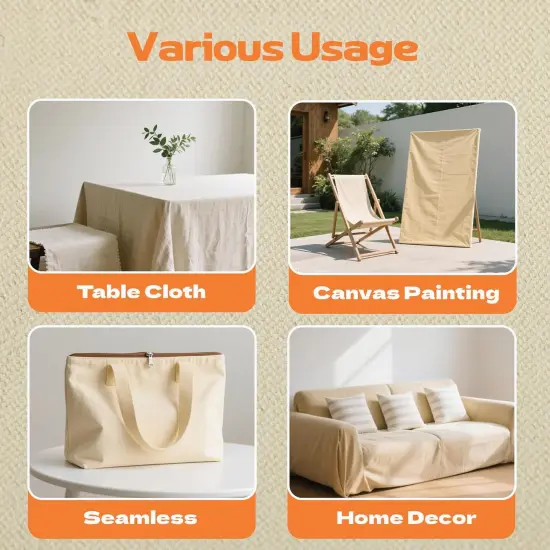 Canvas Fabric, Duck Canvas Fabric, 60'' Wide for Arts & Crafts, Painting (Natural, 1 Yard) {4}