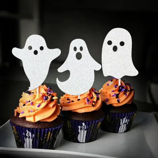 24pcs Halloween Ghost Cupcake Toppers {5}