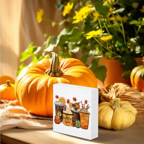 Fall Coffee Lovers Rustic Wooden Box Sign Table Decor {3}