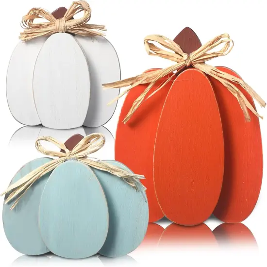 3 Pcs Wooden Pumpkin Signs Fall Decorations {1}