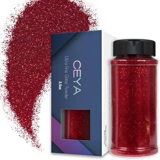 Ceya 3.8oz/ 110g Ultra Fine Glitter Powder Wine Red Glitter 1/128&rdquo; 0.008&rdquo; 0.2mm for Slime Epoxy Resin Craft Tumbler Jewelry Nail {1}