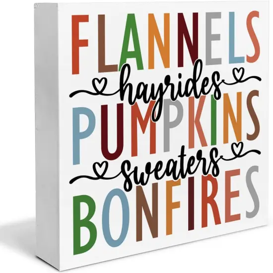 Wooden Box Sign Fall Tabletop Decor {1}