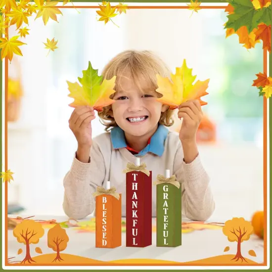 Blessed Thankful Grateful Fall Sign Table Decor {2}