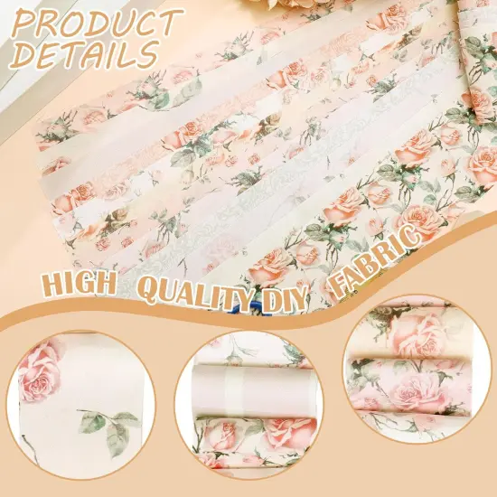 100 Pcs Vintage Pink Rose Quilting Fabric Roll 2. 56 Inch {4}