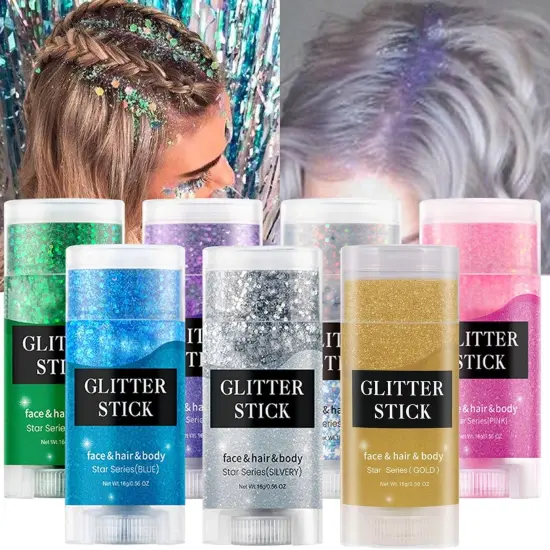 Blue Hair Face Glitter Makeup {4}